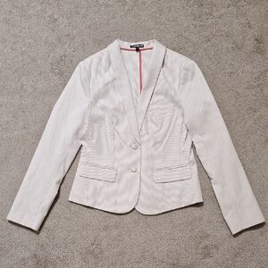 Express Women's Pinstripe Blazer - White and Gray